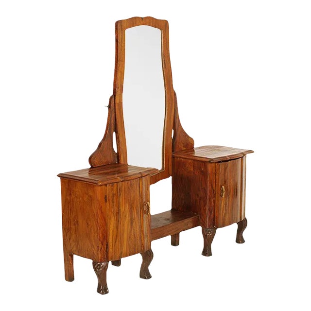 Antique Walnut and Burl Vanity, 1910s For Sale