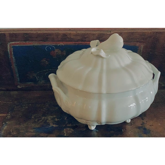 Late 20th Century Styled After Bordallo Pinheiro Portuguese Blanc De Chine Centerpiece Soup Tureen For Sale - Image 12 of 12