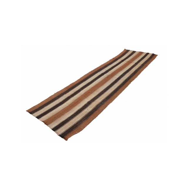 Mid-Century Modern Striped Vintage Brown Kilim Runner - 2`6″ X 9`7″ Ft. For Sale - Image 3 of 6