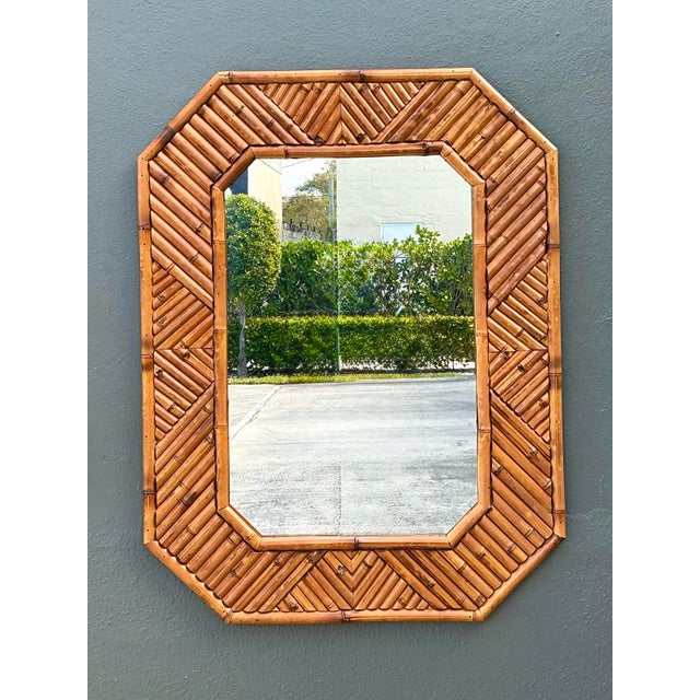 Vintage Chevron Rattan Mirror For Sale - Image 9 of 12