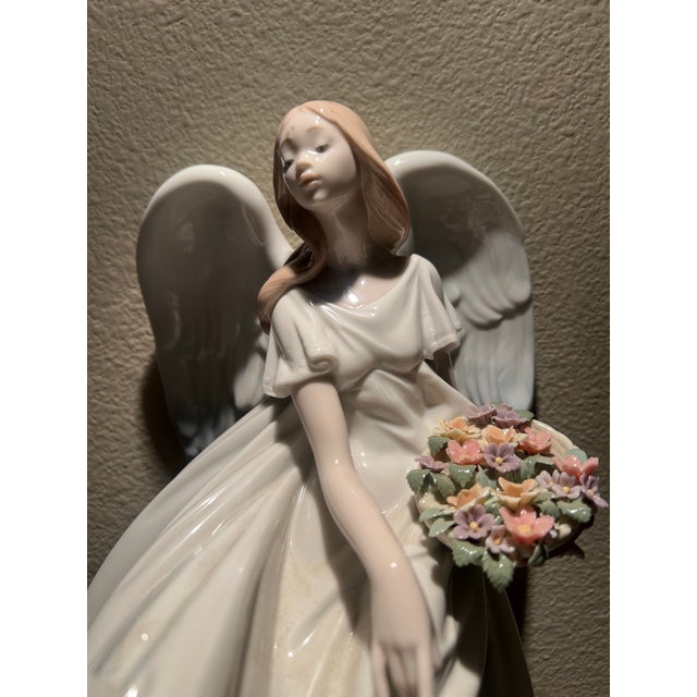 Contemporary Lladro' Flowers of Peace Limited Edition Angel With Dove & Floral Bouquet For Sale - Image 3 of 12