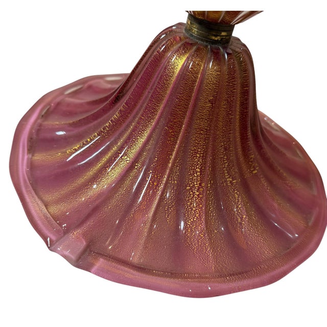 1970s 1970s Barovier & Toso Murano Pink Opalescent Glass Table Lamp For Sale - Image 5 of 7
