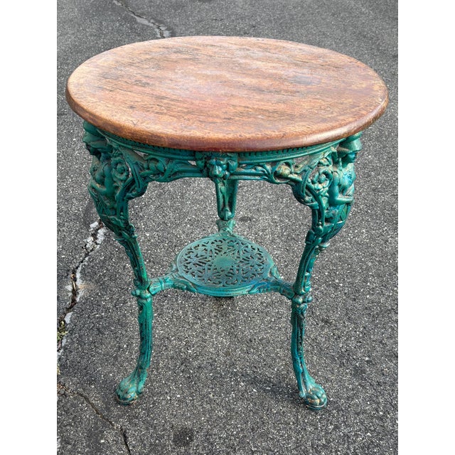 Late 19th Century Late 19th C. Cast Iron Gueridon Table With Union Jack, Lion & Faux-Finish Paint Detailing For Sale - Image 5 of 15
