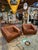 Pair of vintage “Piumino” armchairs by De Pas, D’Urbino & Lomazzi for Dell’Oca, Italy, 1970s. Upholstered in rich cognac...