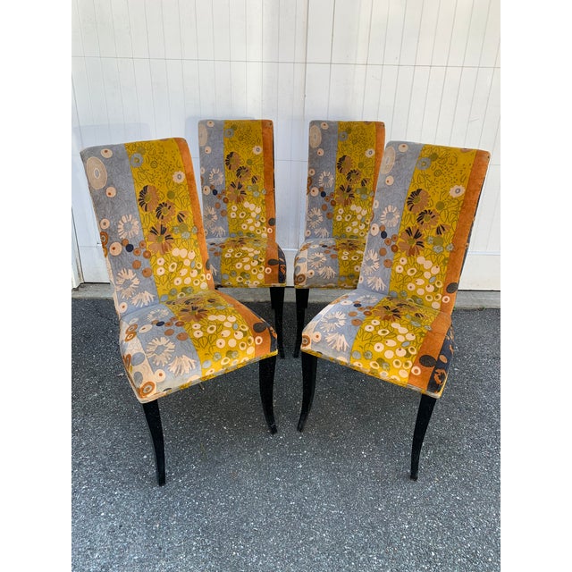 Jack Lenor Larsen "Primavera Velvet" Dining Chairs - Set of 4 For Sale - Image 12 of 12