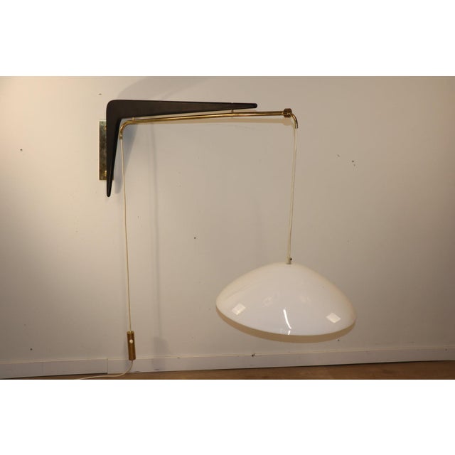 241P Wall Light in Acrylic Glass, Teak, and Brass from Robert Mathieu, 1950s For Sale - Image 10 of 18