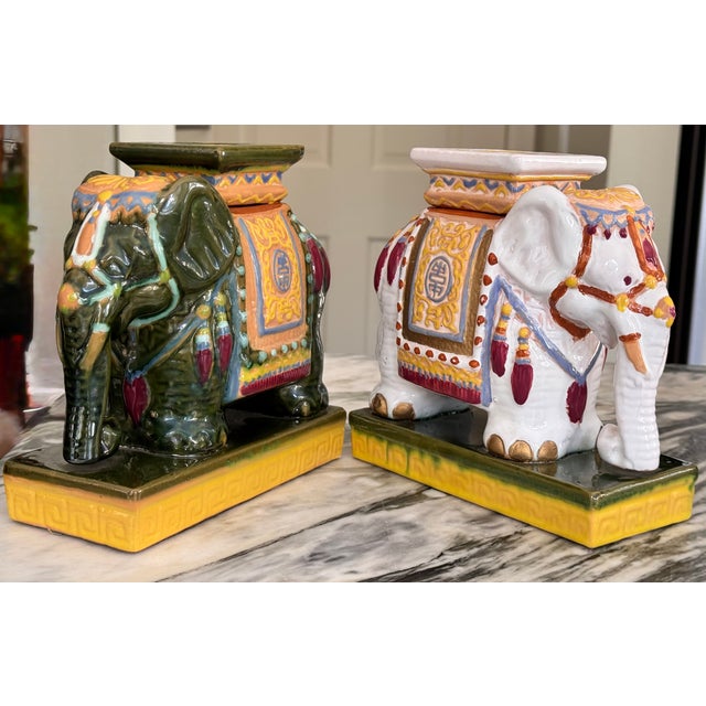 Vintage Asian Elephant Tabletop Plant Stands - A Set of Two For Sale - Image 15 of 16