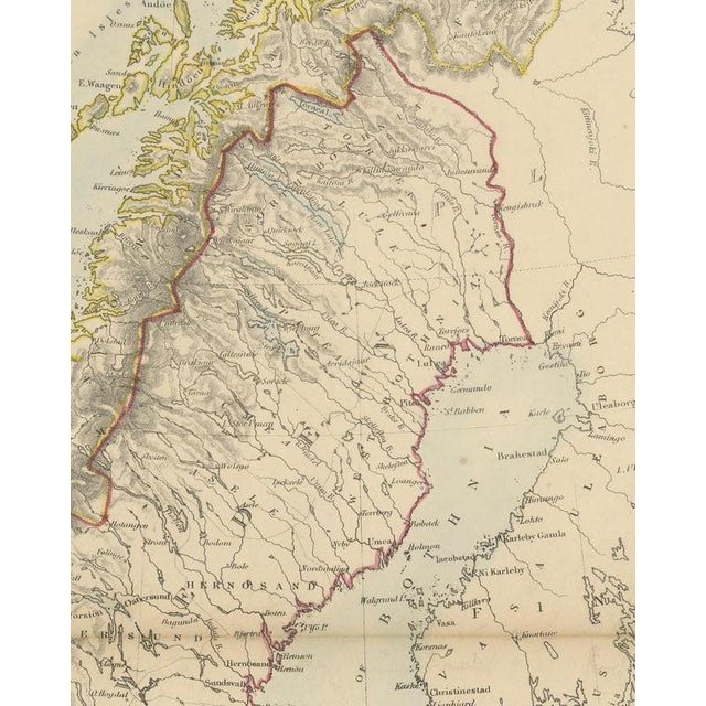 19th Century Antique Map of Sweden with Norway and Denmark with the Malström, 1858 For Sale - Image 5 of 9