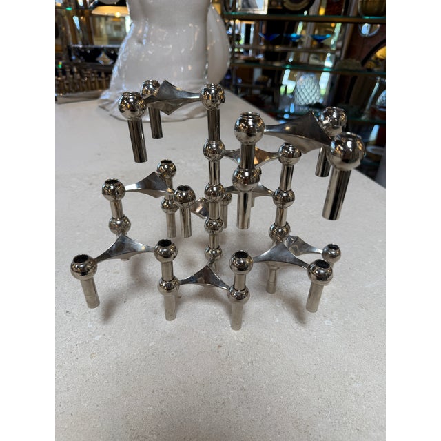 Set of 10 Nagel Stoff Modular Chrome Candle Holders For Sale In Los Angeles - Image 6 of 10