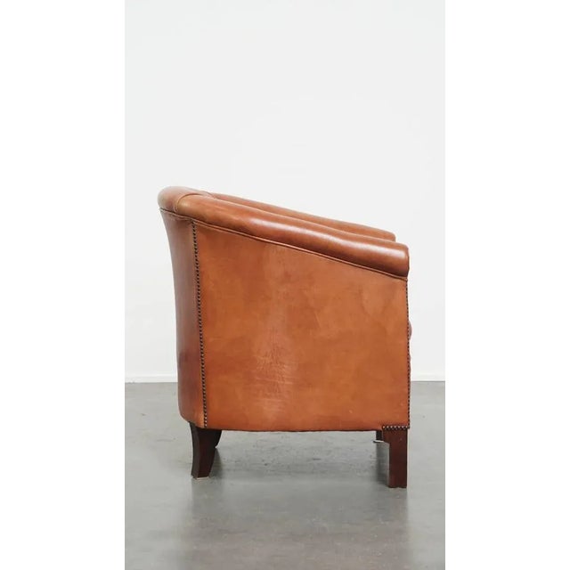 English Style Light Cognac Cowhide Club Chair For Sale - Image 3 of 15