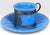 Antique Chinese Export Cornflower Blue Peking Glass Demitasse Service Fourteen Piece Set For Sale - Image 4 of 12