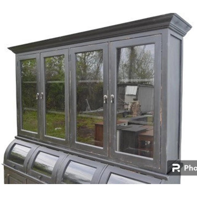 Farmhouse Distressed Black Farmhouse Hutch For Sale - Image 3 of 9