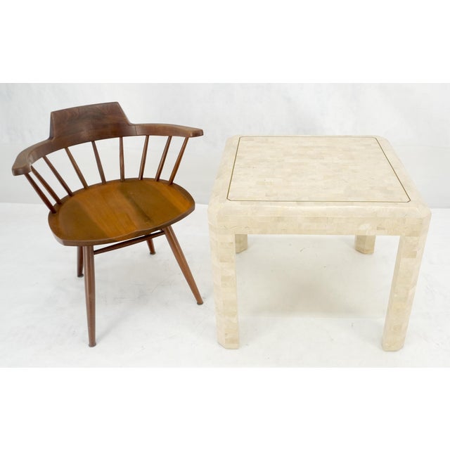 Tessellated Stone Marble Tile 26x26 Square Side Occasional Lamp Table For Sale - Image 12 of 12