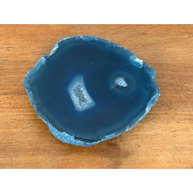 Anthropologie Vintage Polished Blue Agate Slab For Sale - Image 4 of 5