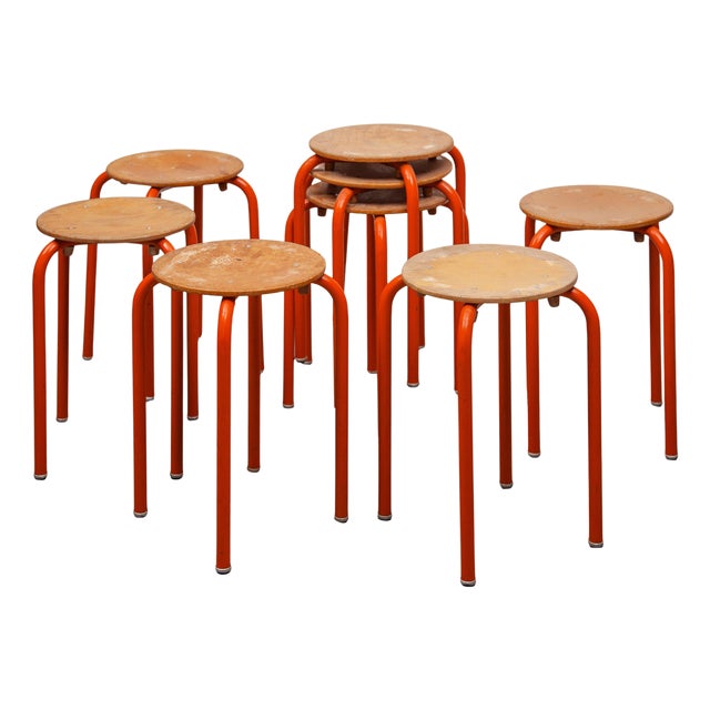 Industrial Studio Stackable Stools, 1975, Set of 8 For Sale