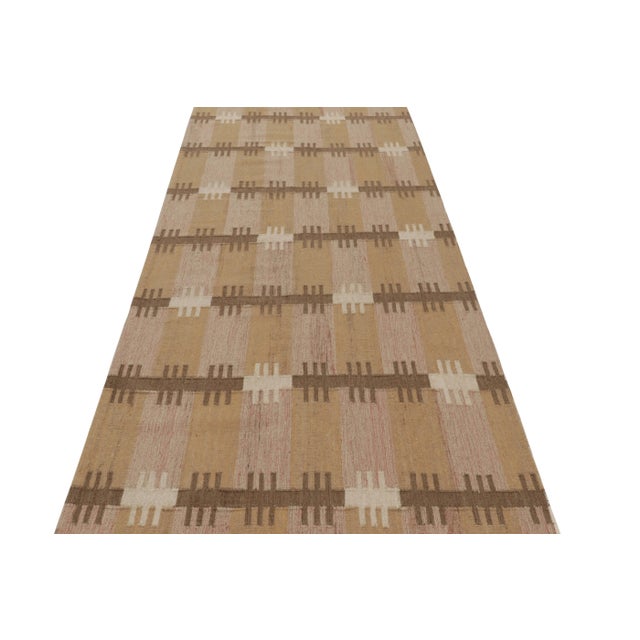 Handwoven in a wool flatweave, this 4x13 Scandinavian flat weave rug features geometric patterns inspired by the Swedish...