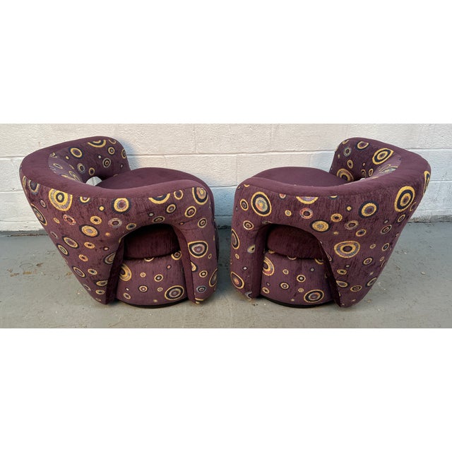 Late 20th Century Unique Swiveling Lounge Chairs by Weiman For Sale In New York - Image 6 of 12