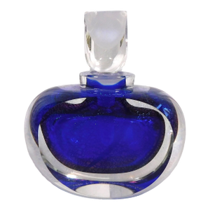 1990s Correia Blue Art Glass Perfume Bottle