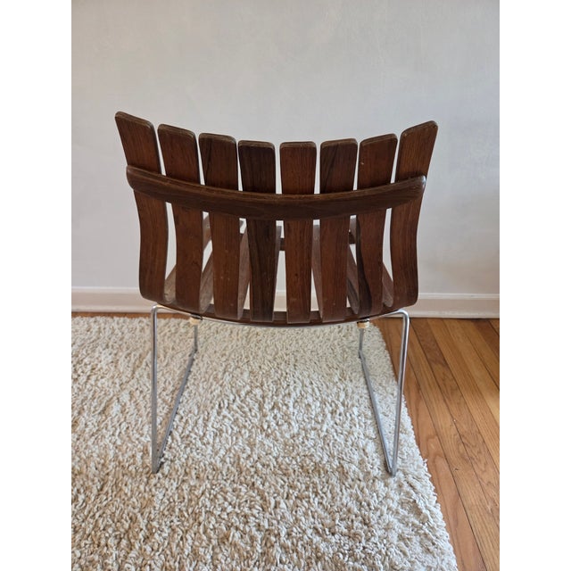 Sienna Mid Century Danish Modern Slat Chairs by Hans Brattrud for Hove Møbler in Rosewood For Sale - Image 8 of 11