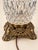 Metal Vintage French Neoclassical Illuminated Crystal Table Lamp With Cream Bell Shade For Sale - Image 7 of 8
