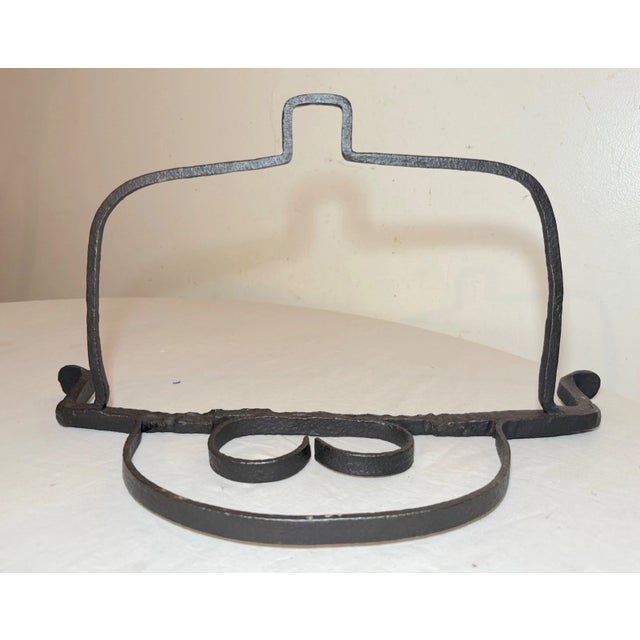 Gothic Rare Antique 17th Century Handmade Heavy Wrought Iron Hanging Fireplace Trivet For Sale - Image 3 of 11