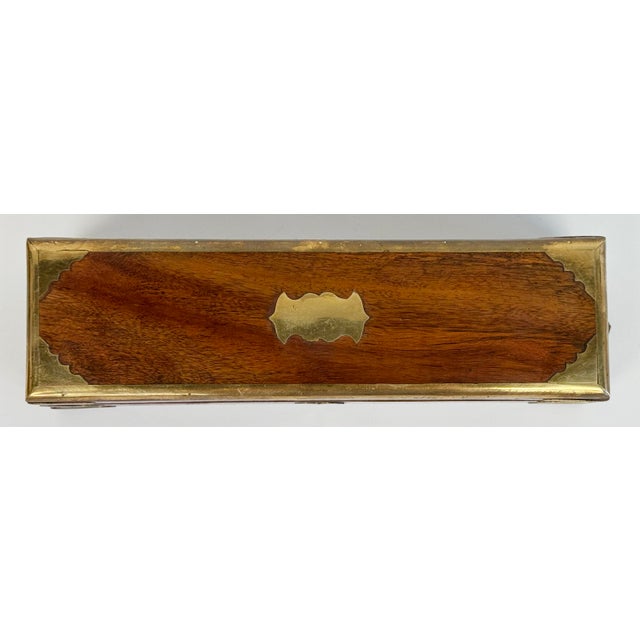 Vintage Mid 20th C Brass Inlaid Wooden Box For Sale In Kansas City - Image 6 of 8