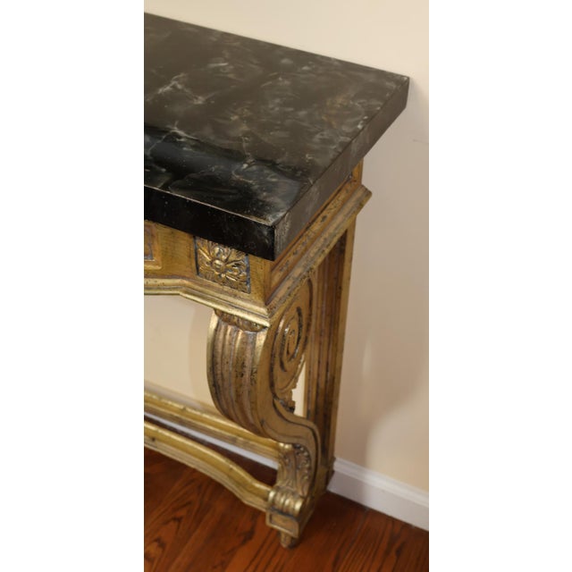 Maison Jansen 1960s Louis XV Style Faux Marble Gold Console Table Attributed to Maison Jansen For Sale - Image 4 of 10