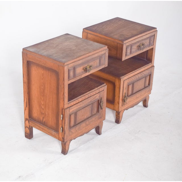Portuguese Oak Bedside Tables, 1980s, Set of 2 For Sale - Image 9 of 11