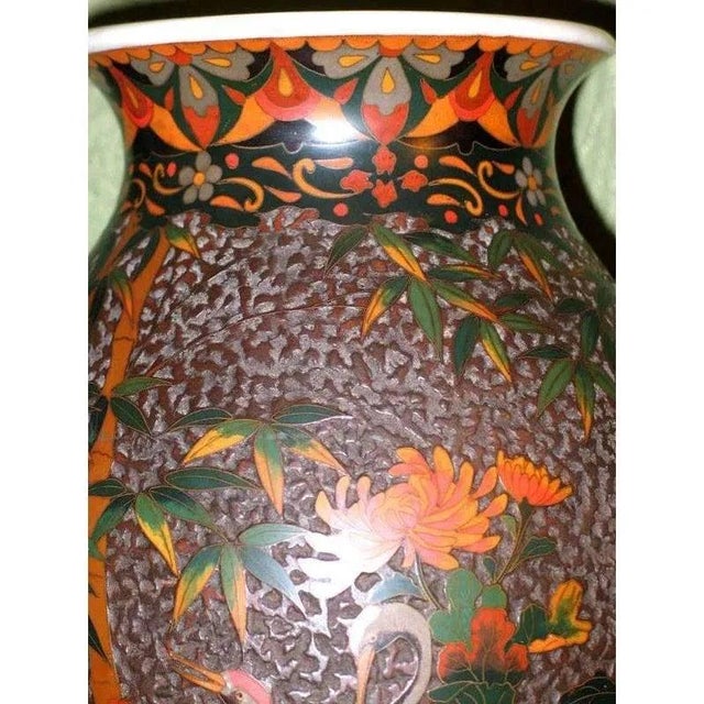 Late 19th Century Japanese Cloisonne Porcelain Vases Totai Tree Bark - A Pair For Sale - Image 6 of 12
