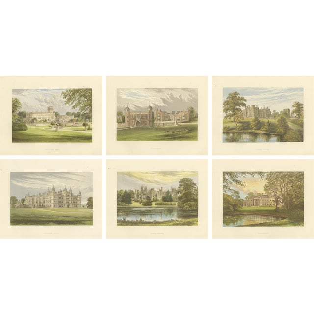 Victorian Country House Views, 1850, Set of 6 For Sale