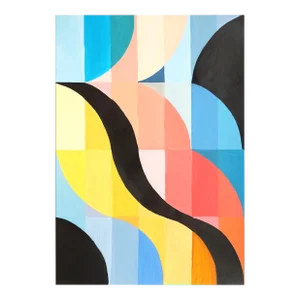 2024, Abstract Geometric Bauhaus Grid of "Waves and Their Shadows", Acrylic Painting on Watercolor Paper by Natalia Roman