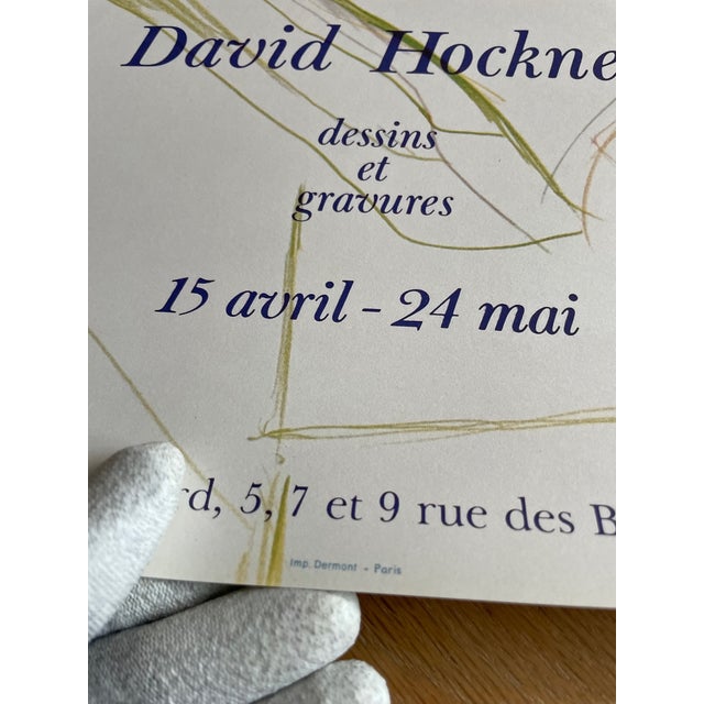 David Hockney David Hockney, Dessins Et Gravures Exhibition Poster, Imp. Dermont-Paris, Printed in France For Sale - Image 4 of 11
