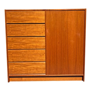 Modern Vintage Danish Teak Tall Chest of Drawers Cabinet For Sale