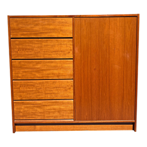 Modern Vintage Danish Teak Tall Chest of Drawers Cabinet