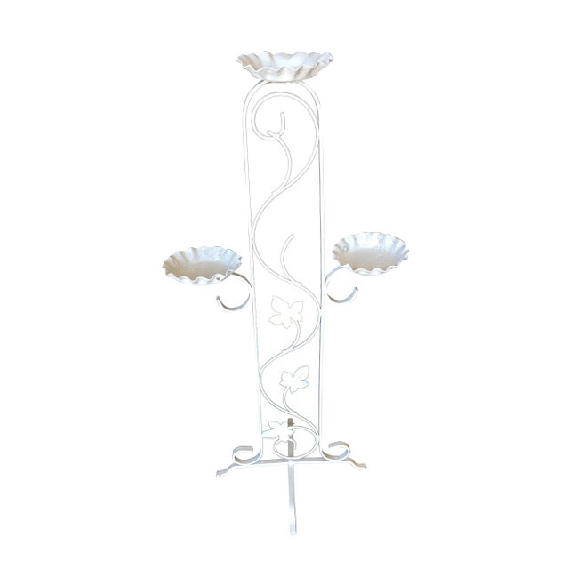 Metal Three Tier Outdoor/Patio Plant Stand With Scrolling Pattern For Sale - Image 7 of 7