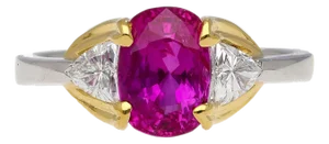 Gia Certified 2.42 Carat Purplish Pink Sapphire & Diamond Three Stone Ring, Size 6