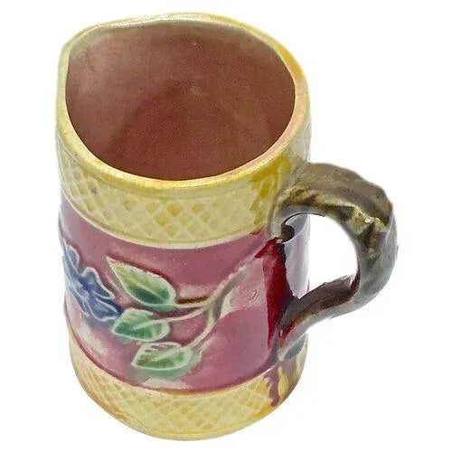 English Antique English Majolica Floral & Leaf Pitcher For Sale - Image 3 of 6