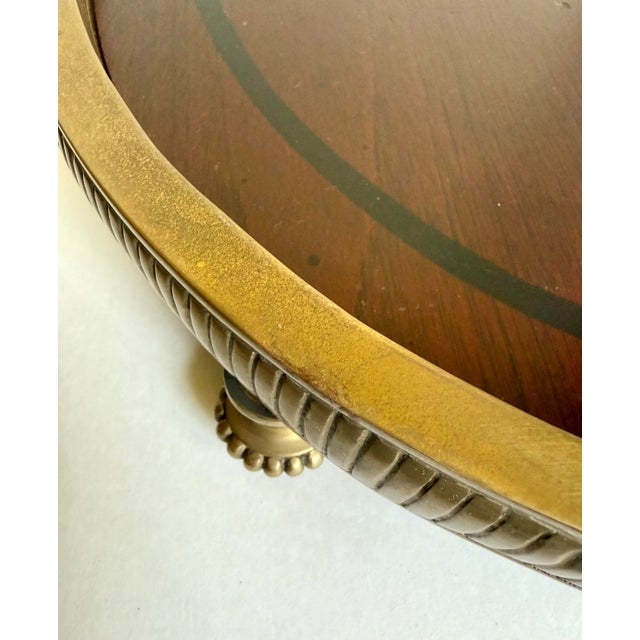 Wood Traditional Neoclassical Oval Wood and Brass Footed Tray For Sale - Image 7 of 12
