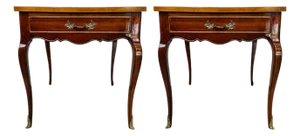 1970s High-Shine French Provincial-Style Inlaid Mahogany Side Tables by Sherrill Furniture - A Pair