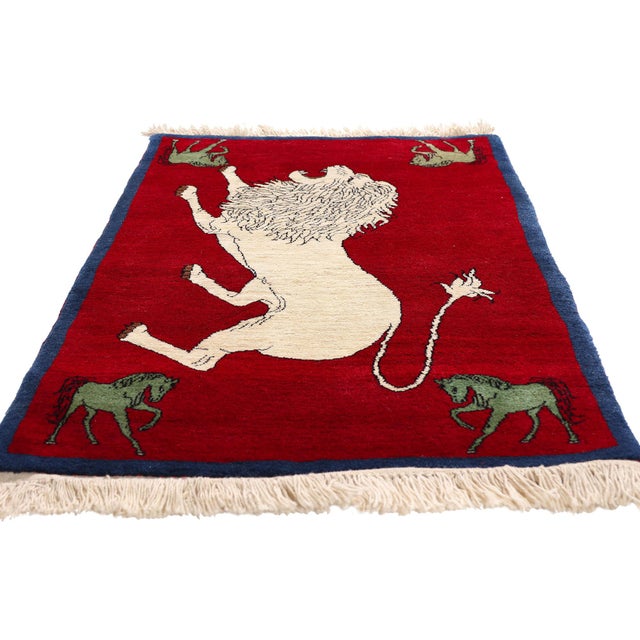 Tribal Vintage Persian Pictorial Shiraz Rug, 02'09 X 05'01 For Sale - Image 3 of 11