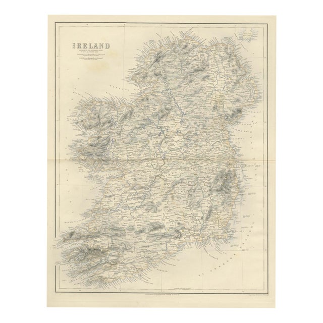 Antique Map of Ireland According to the Government Survey, 1860 For Sale