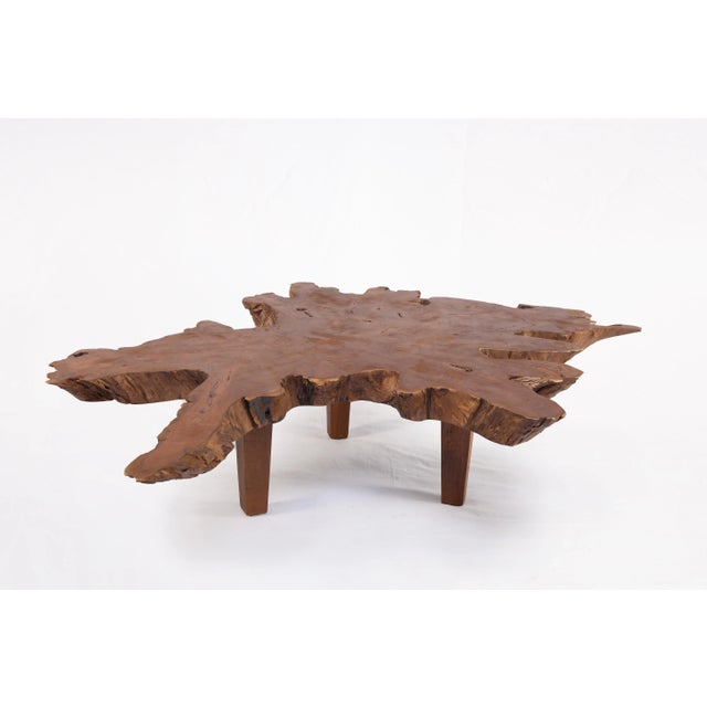 Brown Teak Living Edge Coffee Table 43 For Sale - Image 4 of 6