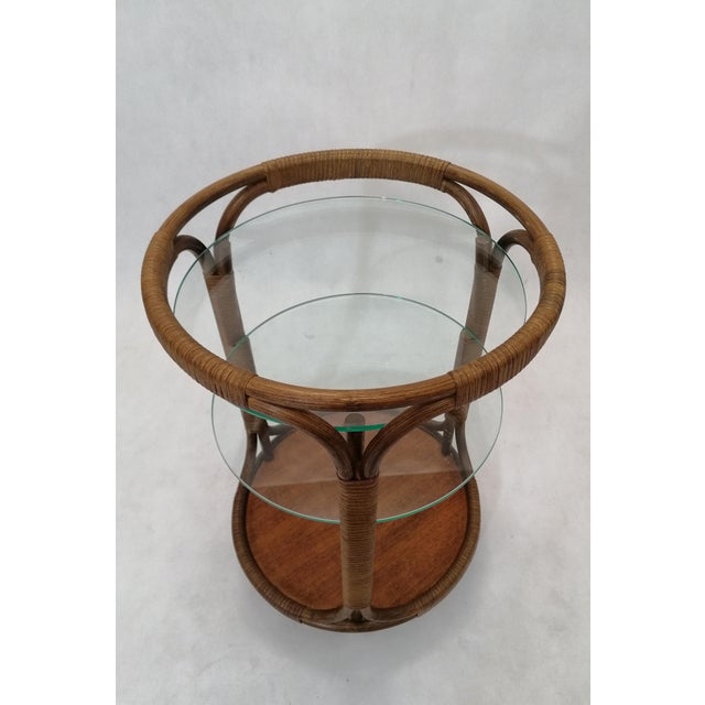 Wood Vintage Bohemian Bamboo Bar Trolley For Sale - Image 7 of 9