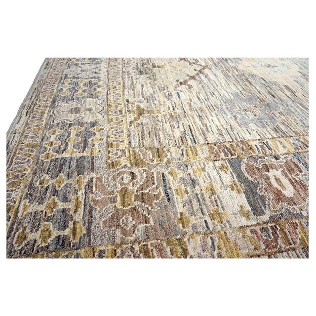21st Century Turkish Oushak Wool 11x15 Tan, Charcoal & Ivory Handmade Area Rug #1144128 For Sale - Image 14 of 16