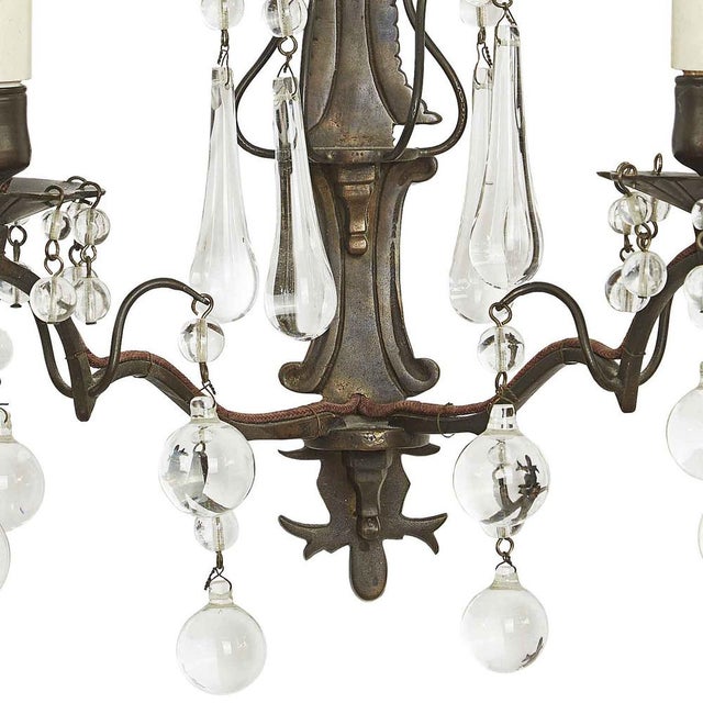 Brass and Crystal Wall Lights, Early 1900s, Set of 2 For Sale - Image 6 of 7