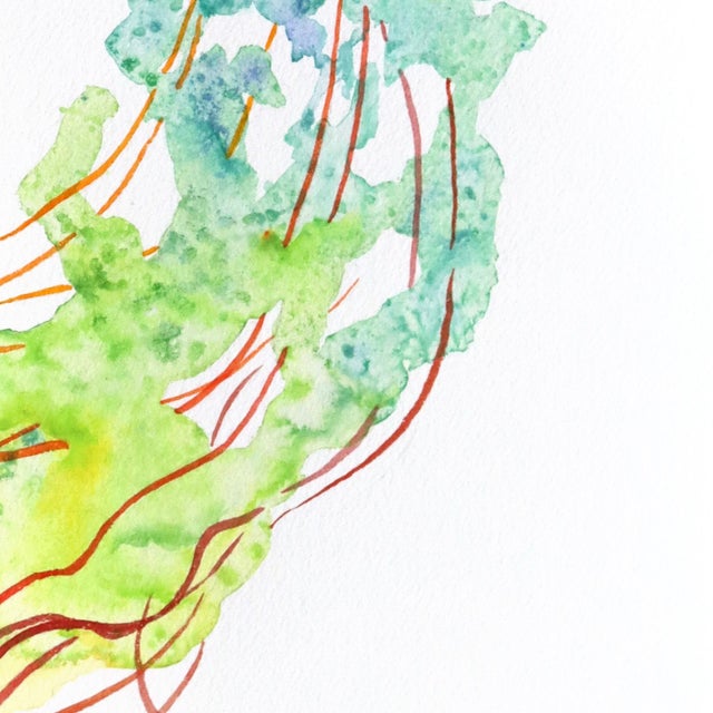 2020s Rainbowland Jellyfish I - Original Colorful Abstract Jellyfish Watercolor Painting For Sale - Image 5 of 7