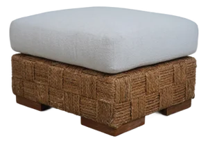 Ralph Lauren Wicker Woven Upholstered Stool