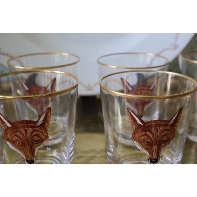 Mid-20th Century Cyril Gorainoff–Attributed Hand-Painted Fox Mask Cocktail Glasses — Set of 8 For Sale - Image 15 of 15
