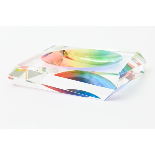 Lucite Rainbow Op Art Angled Bowl Style of Victor Vasarely For Sale - Image 9 of 10