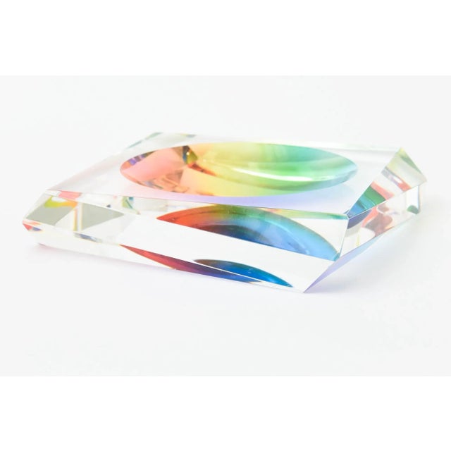 Op Art Rainbow Lucite Angled Bowl Style of Victor Vasarely, 1990's For Sale - Image 9 of 10